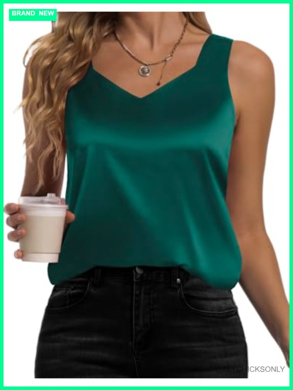 Silk Satin Tank Top V Neck Camisole Sleeveless Blouse